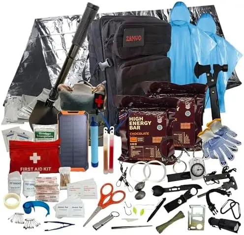 ZAHVO 72 Hour Emergency Survival Kit, Go Bag Emergency Backpack with Food, Water Purifier, First Aid & Tools, Survival Backpack & Emergency Survival Kit for Disaster Preparedness & Evacuation